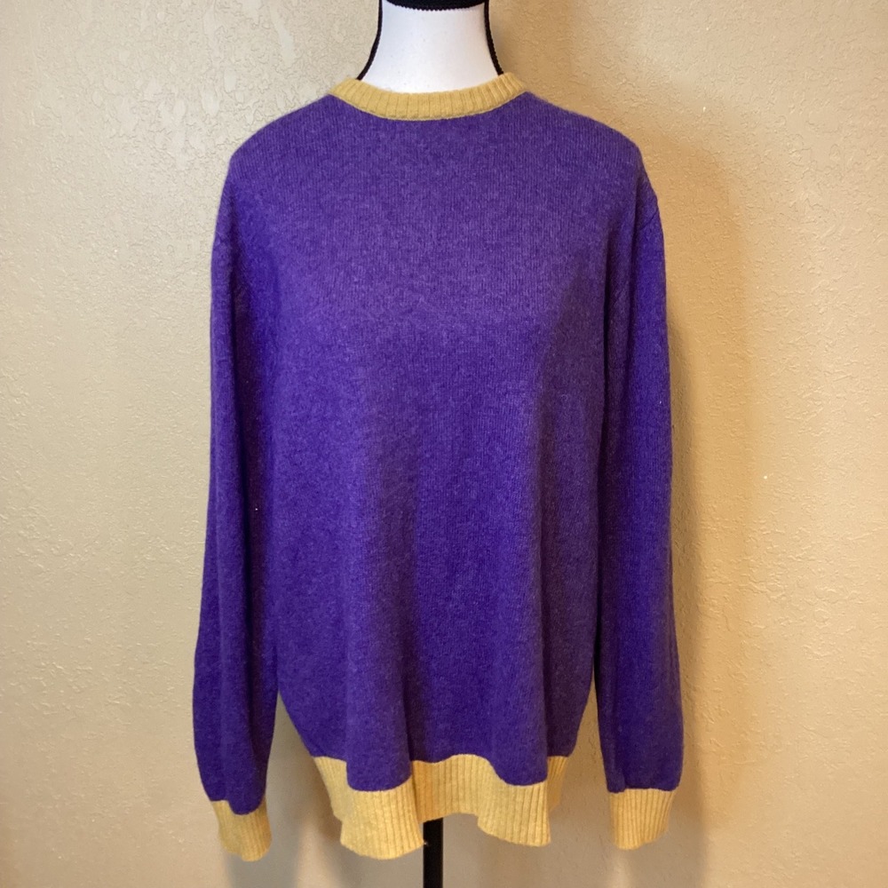 Southern Proper Let-Her Sweater in Purple/Gold, Size Extra Large, 80% Lambs wool